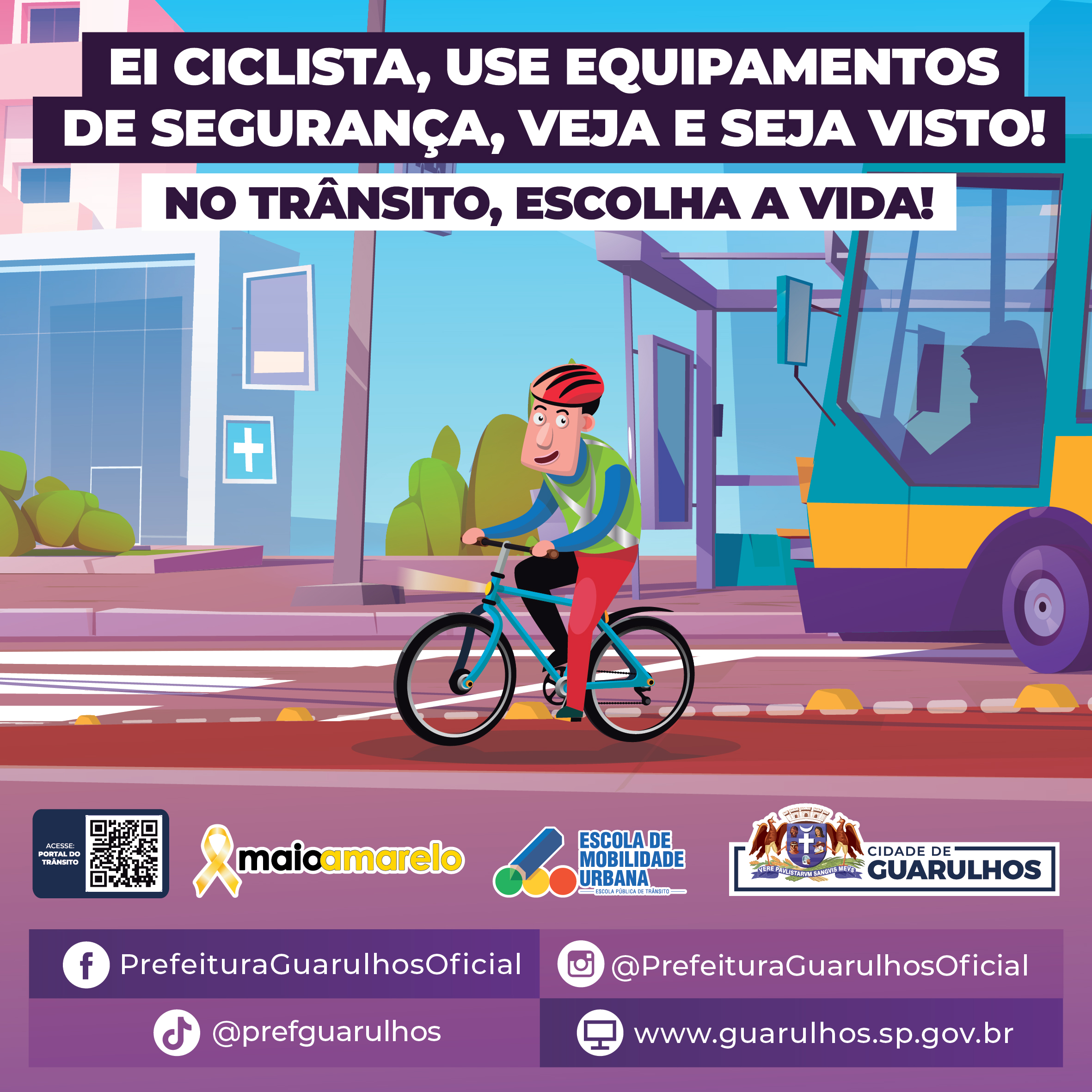 Ilustração de segurança viária voltada aos ciclistas