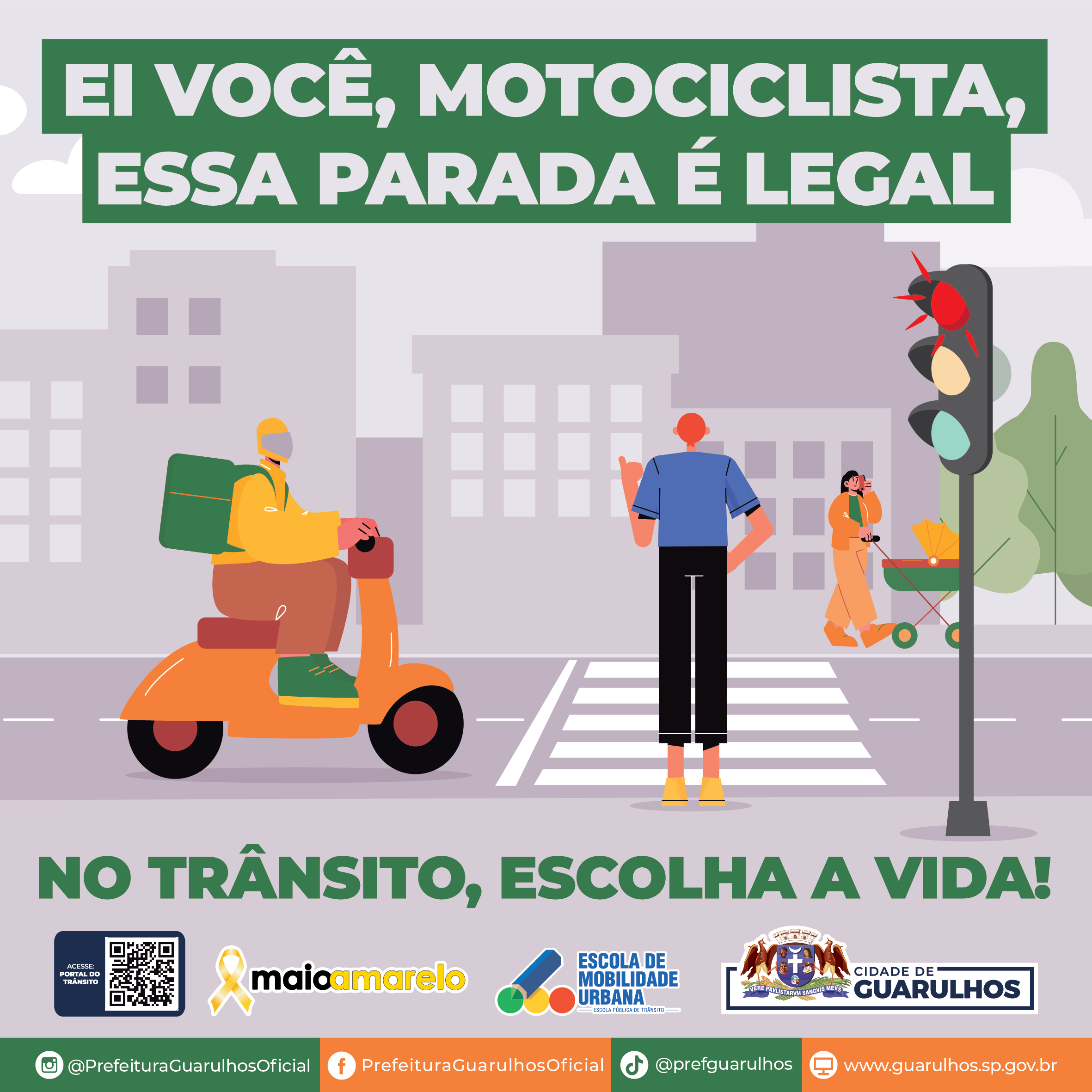 Ilustração de segurança viária voltada aos motociclistas
