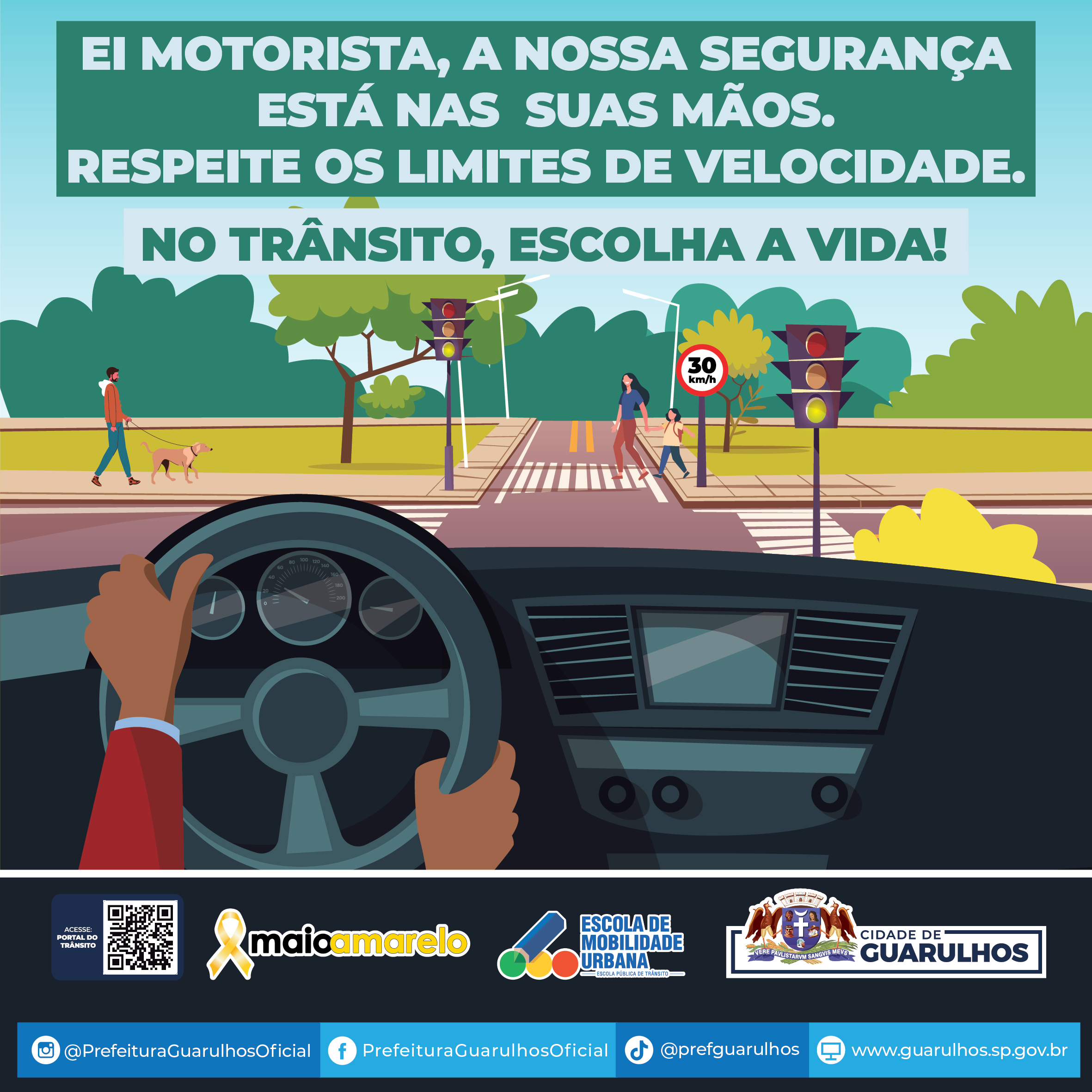 Ilustração de segurança viária voltada aos motoristas